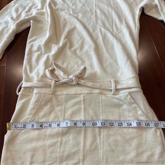 Free People FP Beach Cream Sweatshirt Lounge Dress Ribbed Drawstring Size XS - Picture 9 of 10
